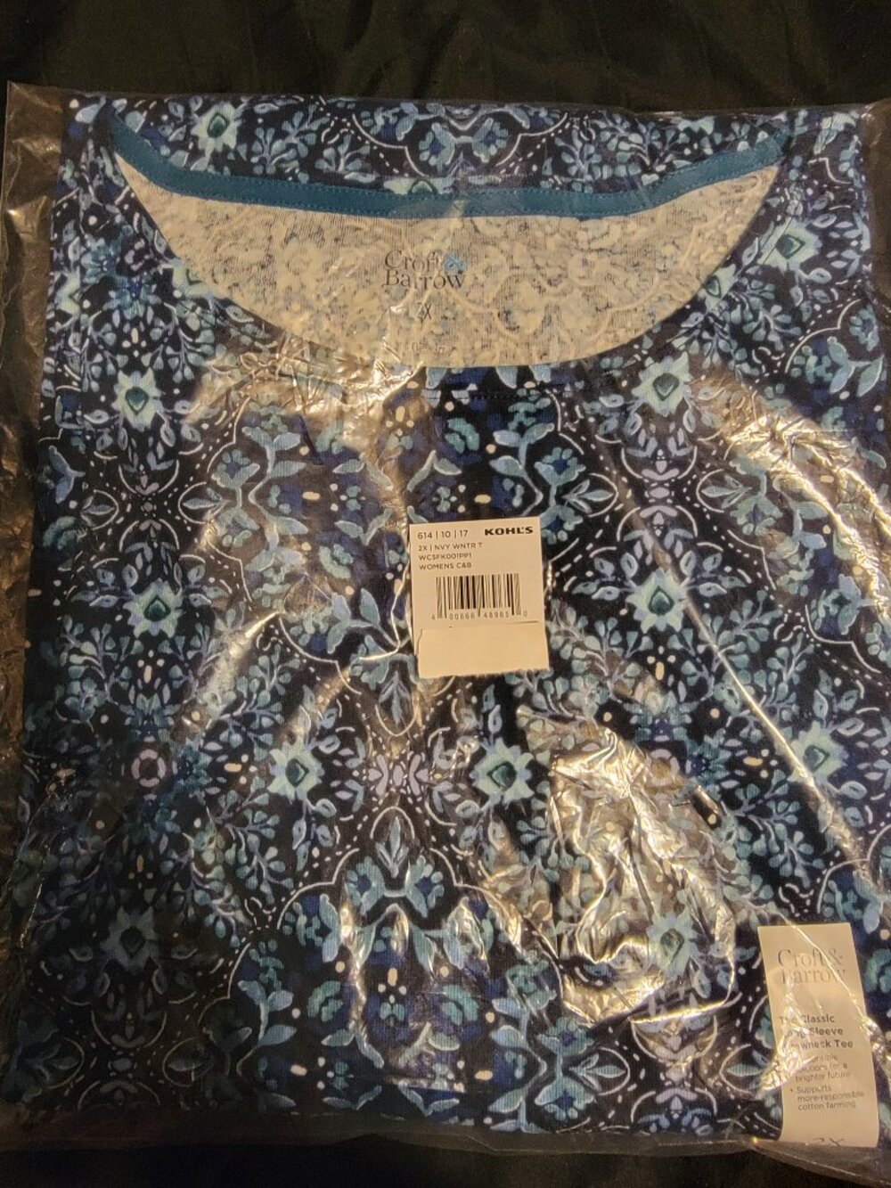 2x Navy Winter Tile Croft Barrow L/S Shirt Blue 20 22 - Picture 3 of 6